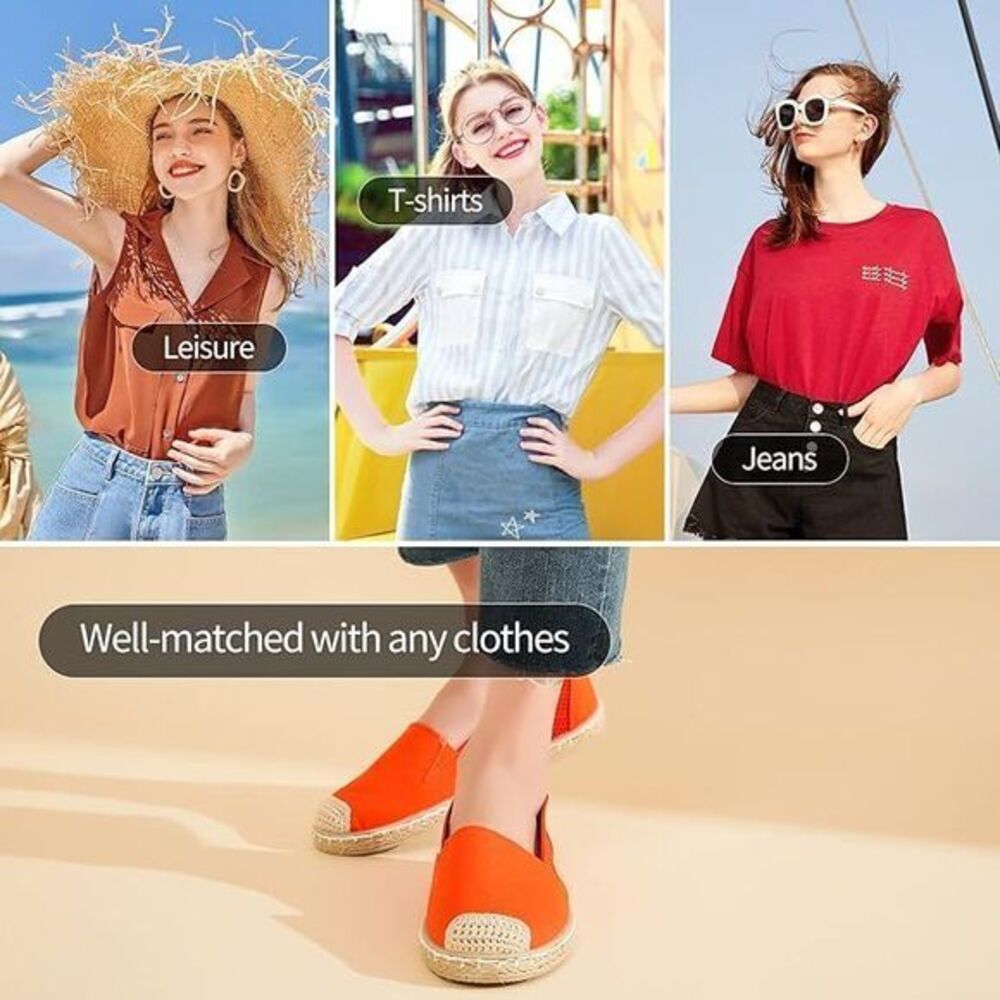 Women's Flats Shoes,Breathable  Flats, Slip on Shoes.  Orange Red.‎ Size 6 - Picture 4 of 11